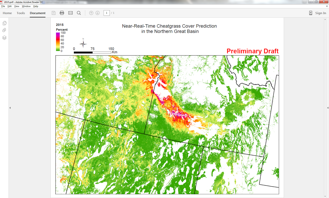 Near-real-time cheatgrass cover prediction in the northern Great Basin.