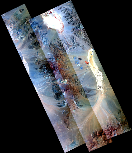 NASA/JPL AVIRIS mosaic Color Infrared Composite Image of the Clark Mountains region.