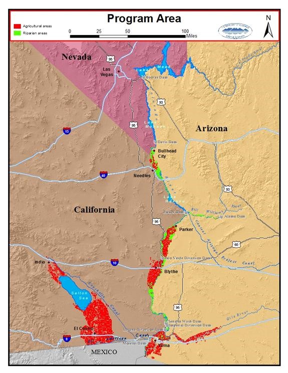 Areas of monitoring on the Lower Colorado River 