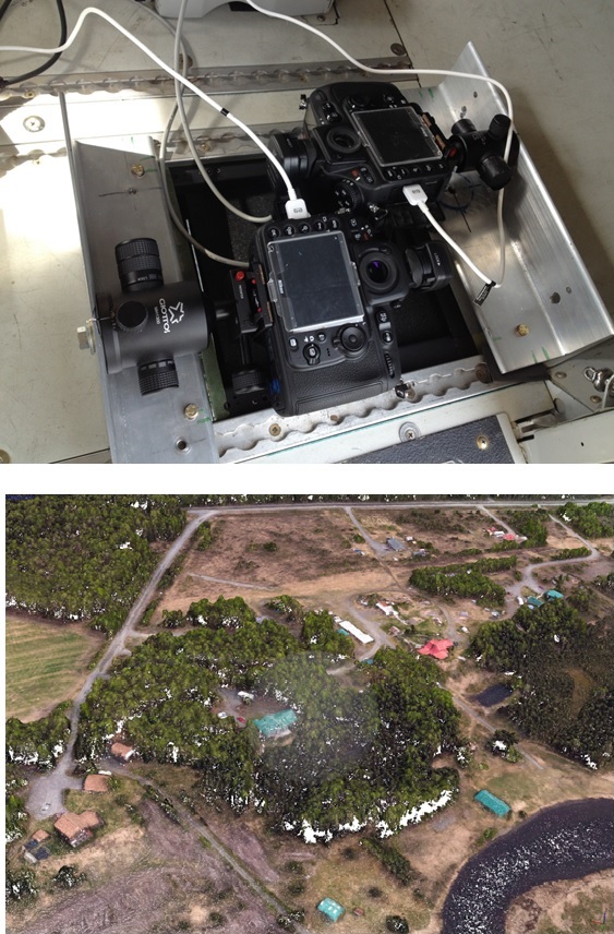 Cameras mounted in oblique configuration and resulting point cloud.