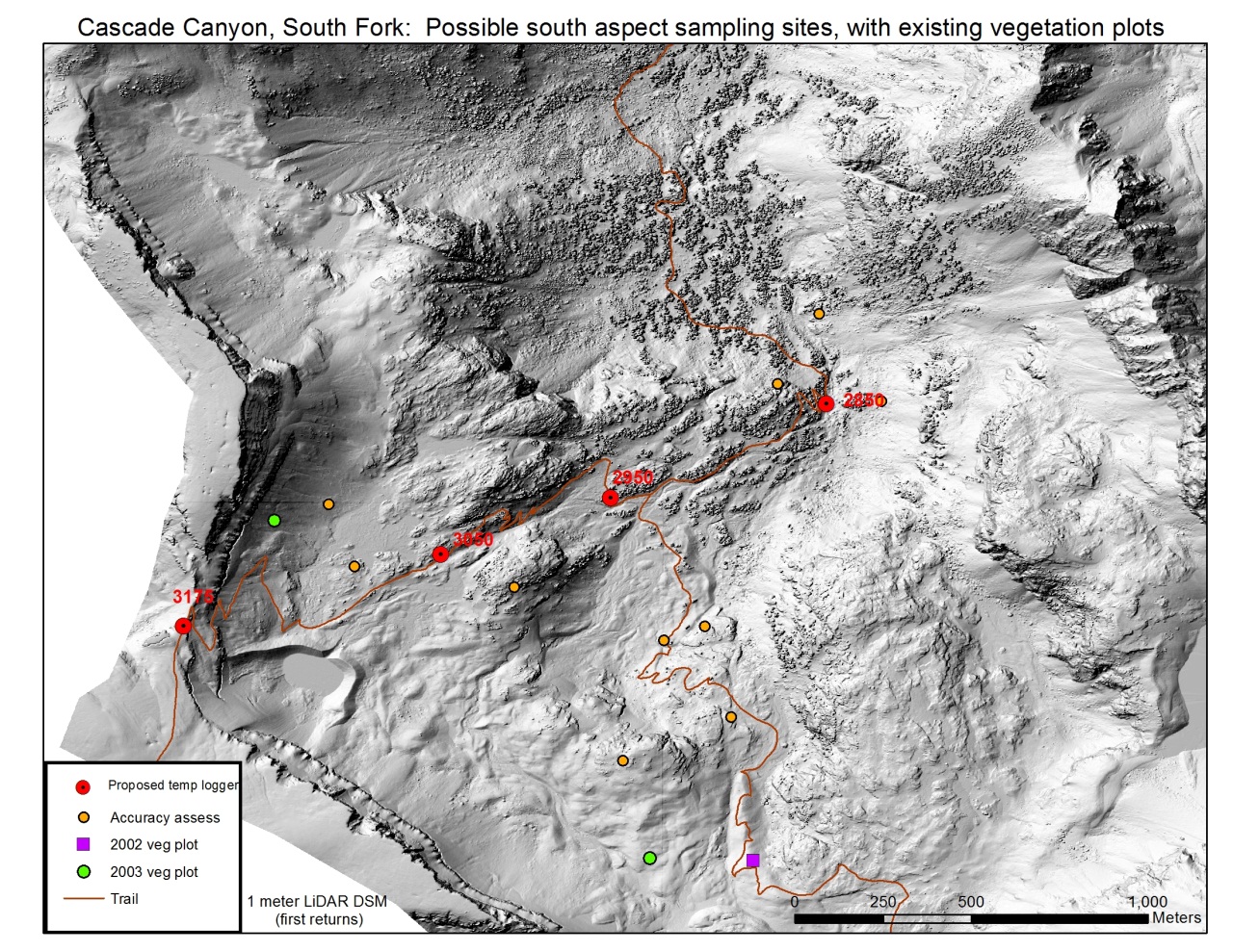 Alpine monitoring site locations. North is oriented toward the top of the image.