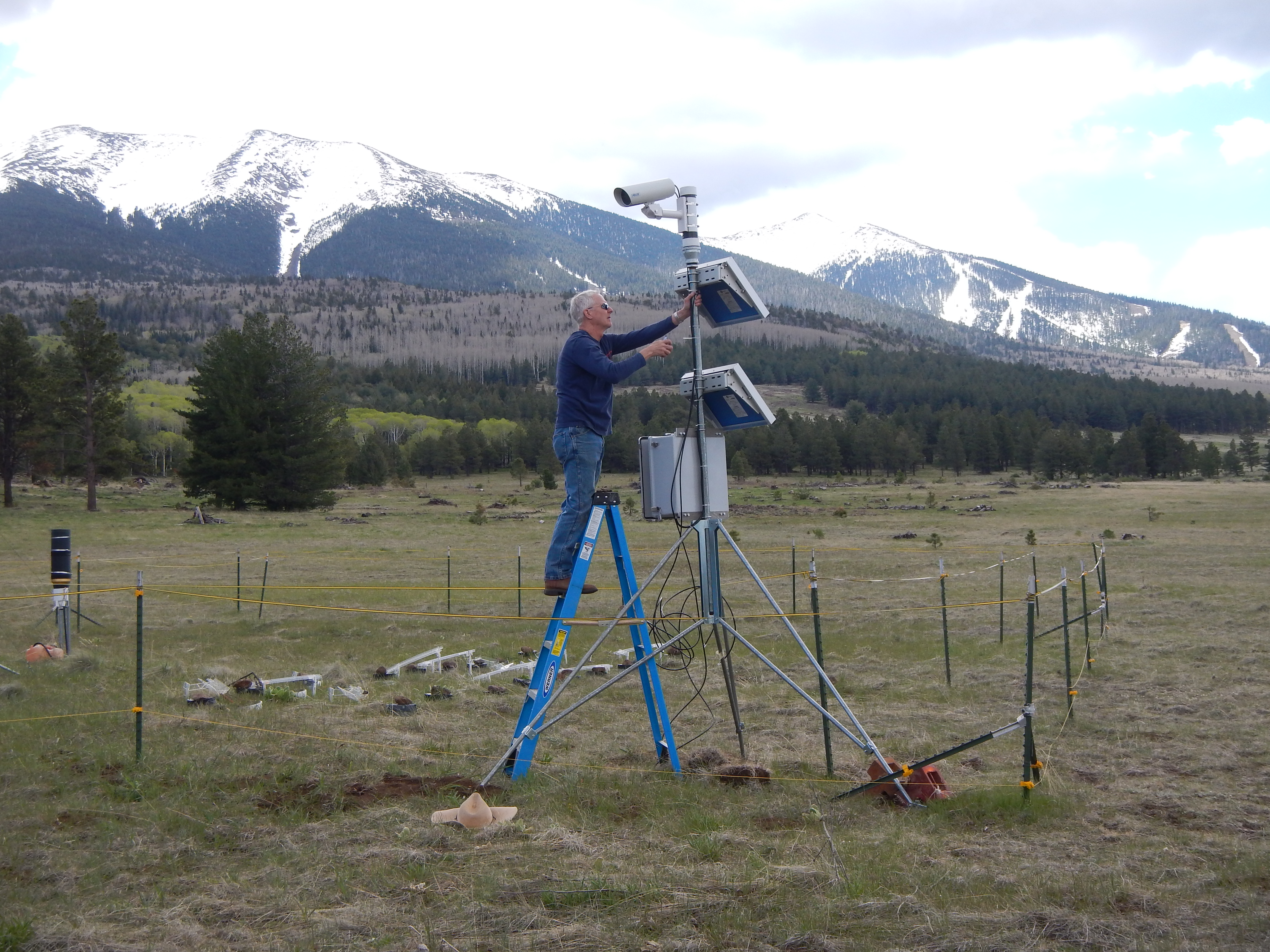 A 4-band camera system developed by the USGS Western Geographic Science Center was installed in 2015 to study vegetation growth dynamics at The Nature Conservancy's Hart Prairie Preserve near Flagstaff, Arizona (above), and several tropical and high-latitude forest sites. The 