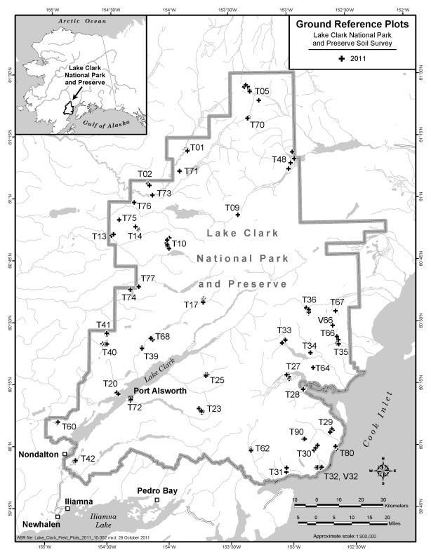 GPS-derived soil sample locations in Lake Clark National Park and Preserve