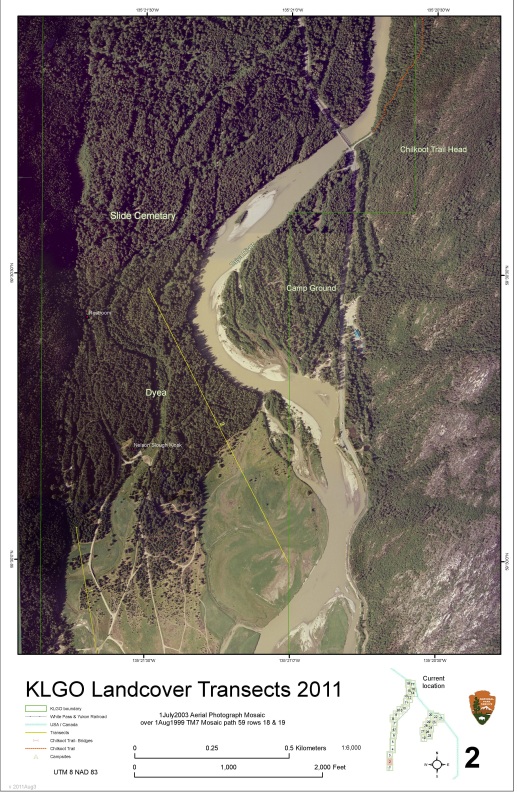 Aerial photo image field map used for navigation and reference during the Landcover Inventory project in Klondike Gold Rush National Historical Park (KLGO)