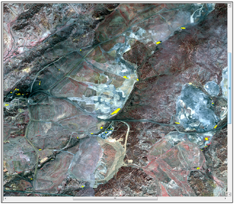 Impounding structures shown in yellow at the McKinley Mine site