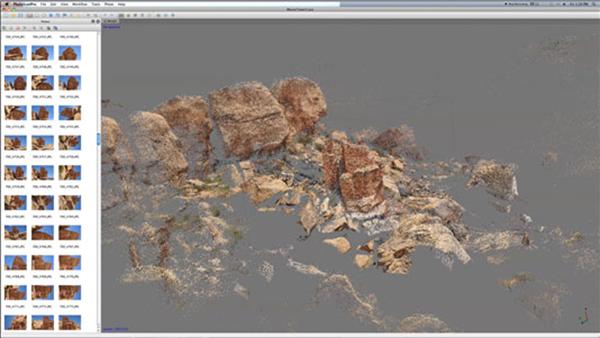 Initial 3D point cloud data generated from stereoscopic photographs showing archeology structures at a late Pueblo site in Canyons of the Ancients National Monument in southwestern Colorado