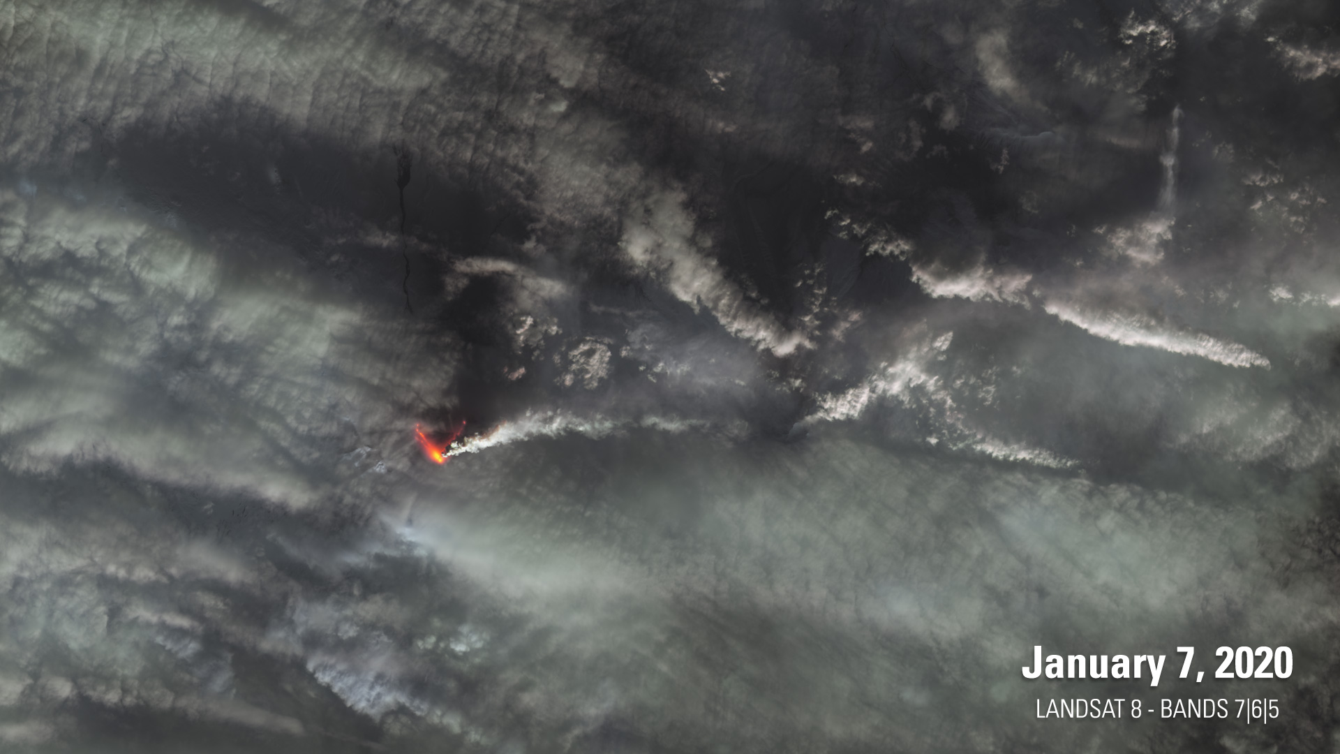 Landsat 8 image of Shishaldin Volcano, January 2020
