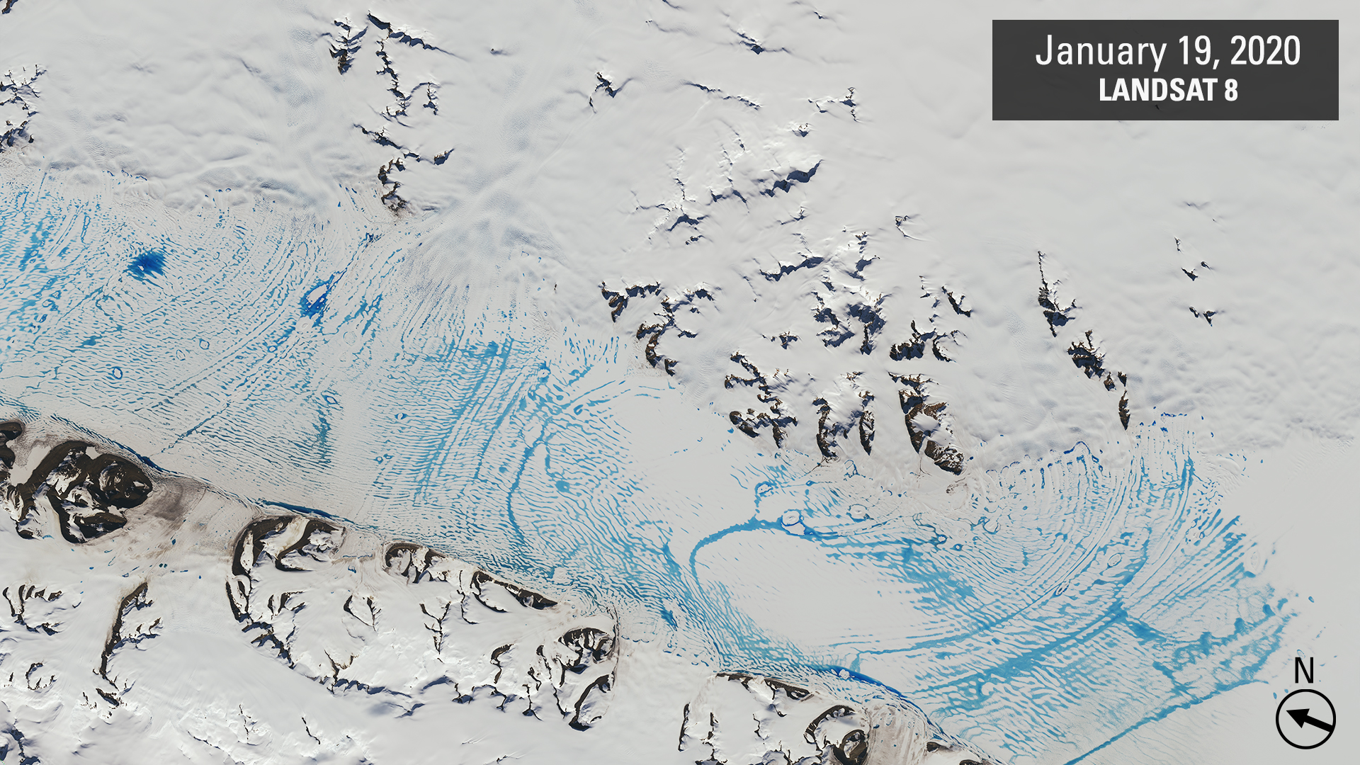 Satellite image of George IV ice shelf, January 19, 2020