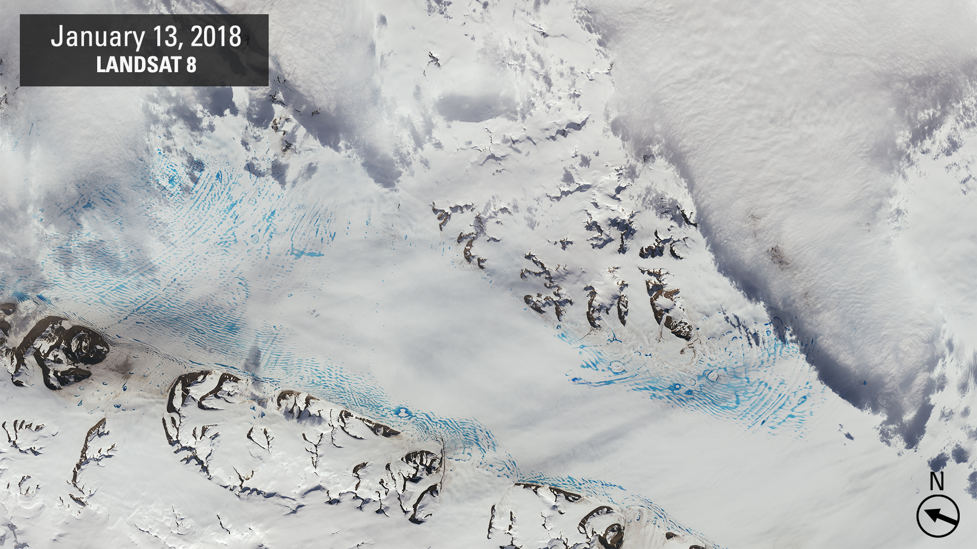 Satellite image of George IV ice shelf, January 13, 2018