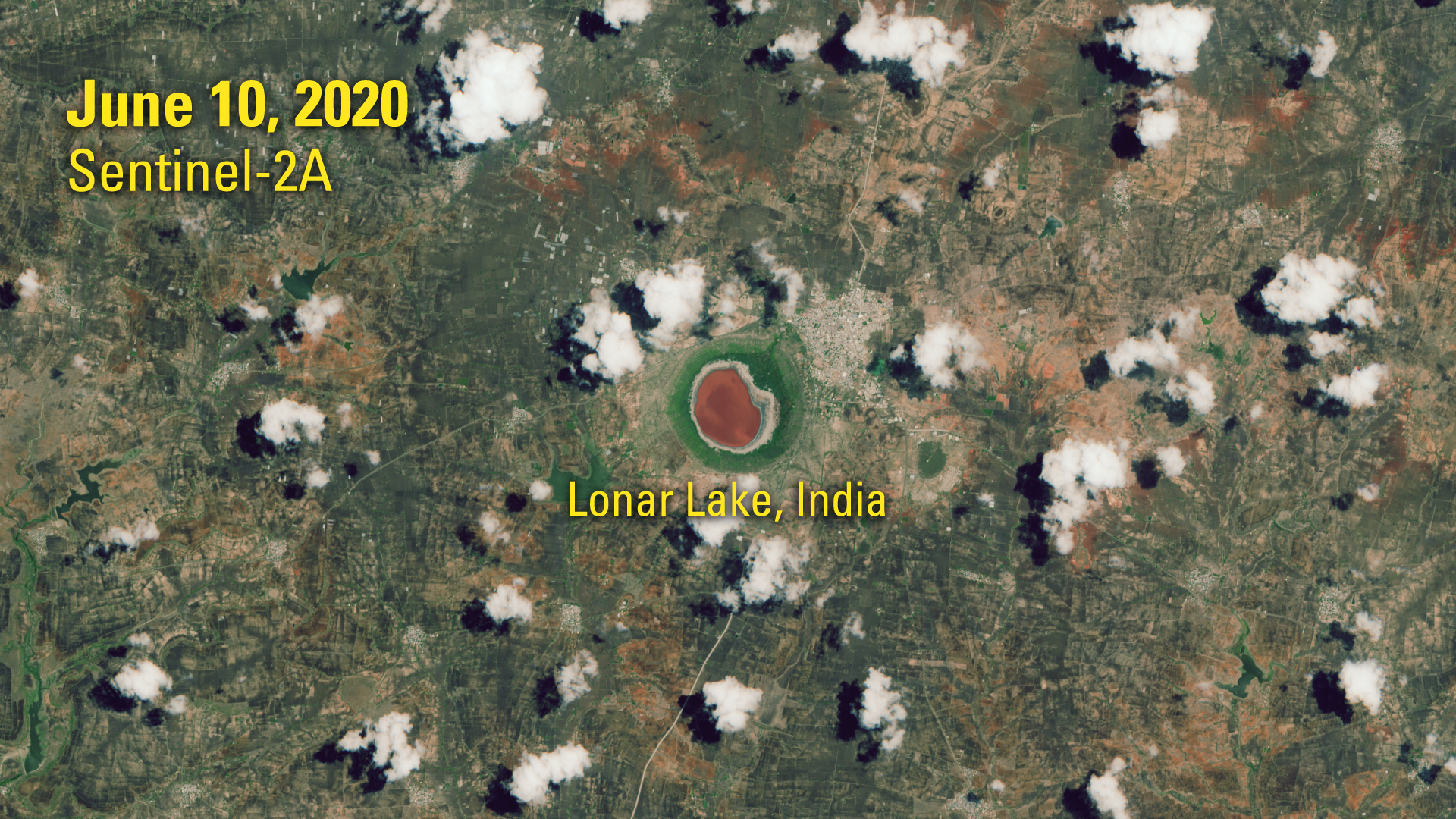 Sentinel image of Lonar Lake, 6-10-2020