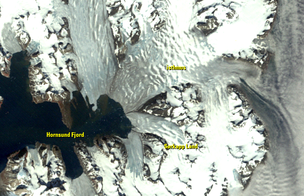 July 18, 1976, Landsat 2 (path/row 230/4) — Narrowing isthmus, Spitsbergen Island, Svalbard, Norway
