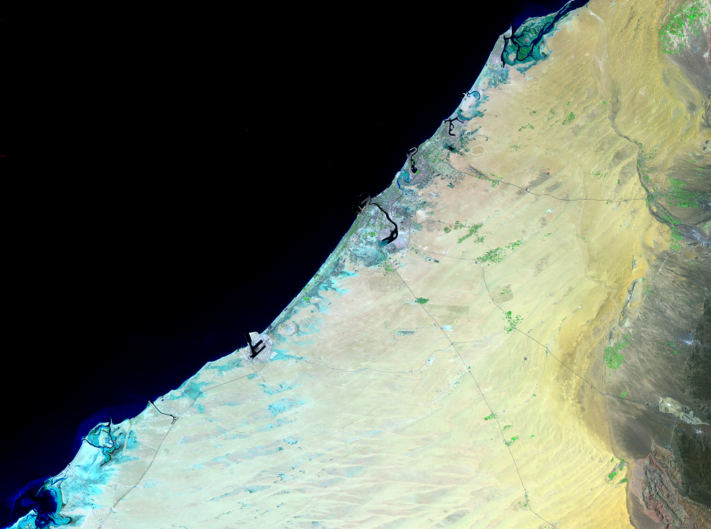 May 3, 1991, Landsat 5 (path/row 160/42,43) — Dubai, United Arab Emirates