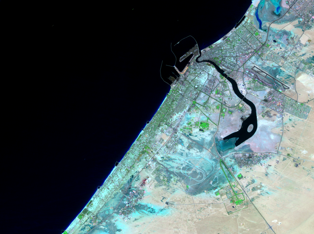 May 3, 1991, Landsat 5 (path/row 160/42,43) — The World, Dubai, United Arab Emirates