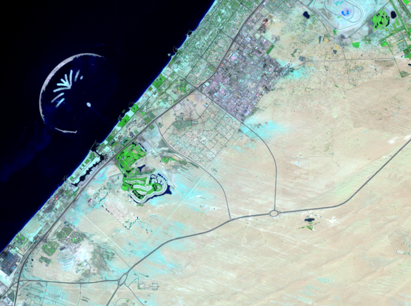 Sept. 30, 2002, Landsat 7 (path/row 160/42,43) — Palm Jumeirah, Dubai, United Arab Emirates