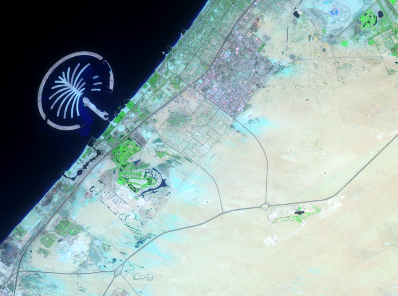 May 28, 2003, Landsat 7 (path/row 160/42,43) — Palm Jumeirah, Dubai, United Arab Emirates