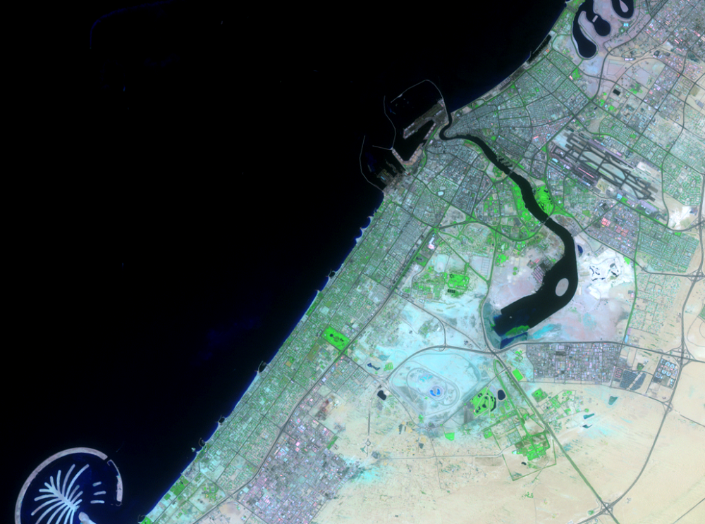 May 28, 2003, Landsat 7 (path/row 160/42,43) — The World, Dubai, United Arab Emirates