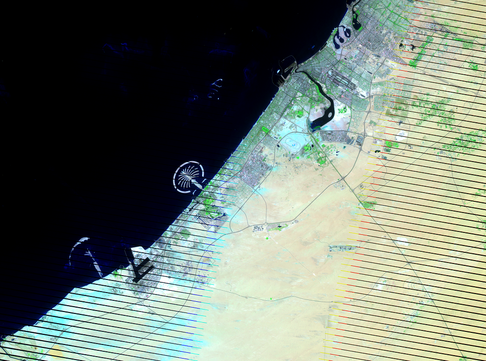 May 30, 2004, Landsat 7 (path/row 160/42,43) — Dubai, United Arab Emirates