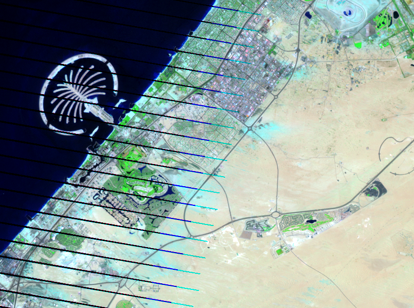 June 2, 2005, Landsat 7 (path/row 160/42,43) — Palm Jumeirah, Dubai, United Arab Emirates