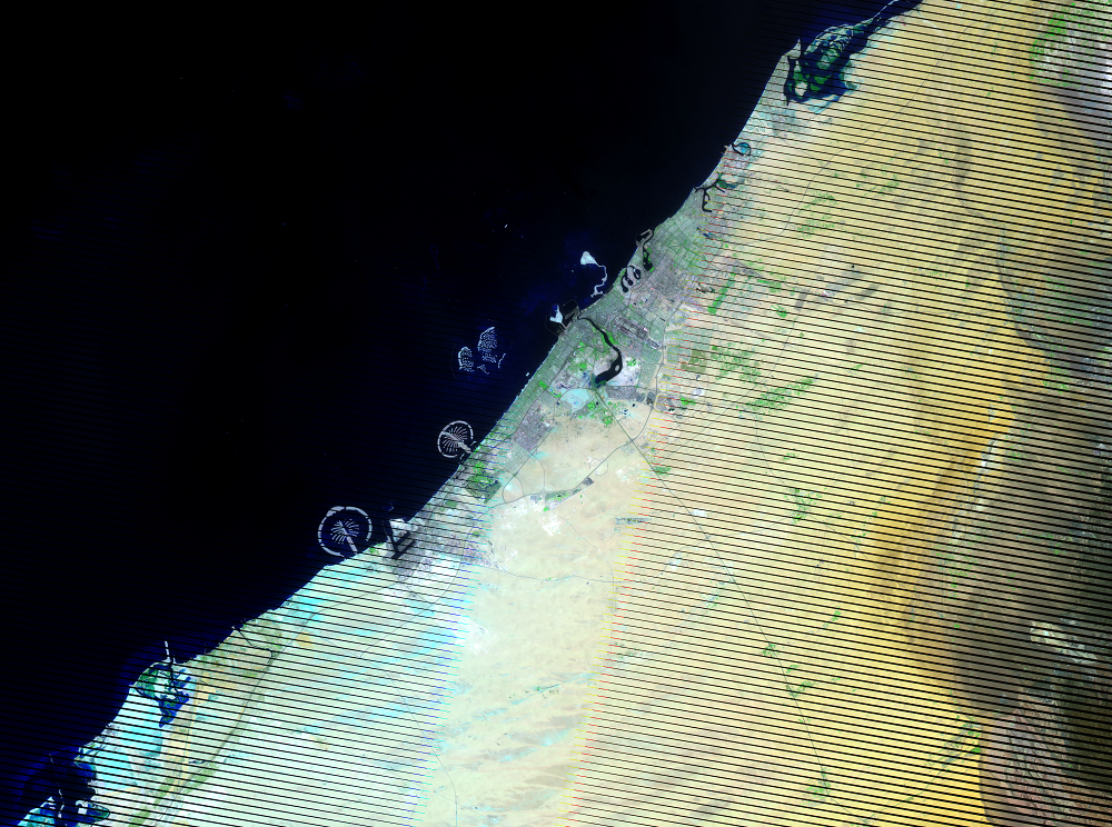 June 21, 2006, Landsat 7 (path/row 160/42,43) — Dubai, United Arab Emirates