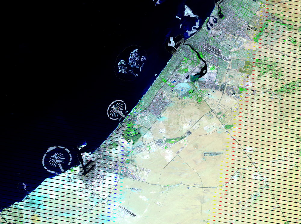 May 7, 2007, Landsat 7 (path/row 160/42,43) — Dubai, United Arab Emirates
