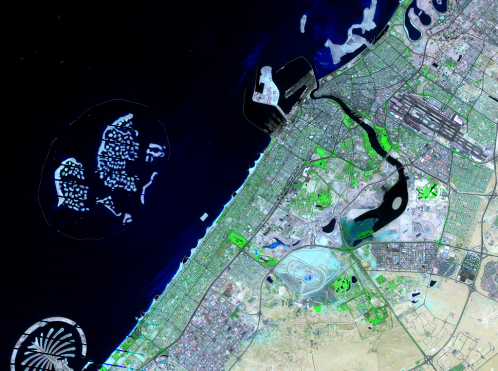 May 7, 2007, Landsat 7 (path/row 160/42,43) — The World, Dubai, United Arab Emirates