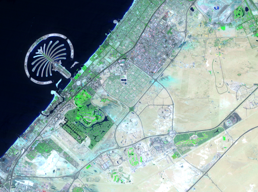 May 17, 2008, Landsat 5 (path/row 160/42,43) — Palm Jumeirah, Dubai, United Arab Emirates
