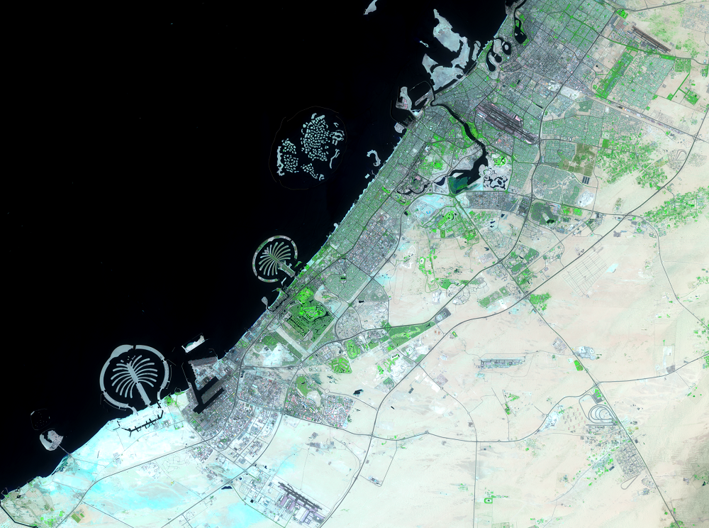 June 6, 2015, Landsat 8 (path/row 160/42,43) — Dubai, United Arab Emirates