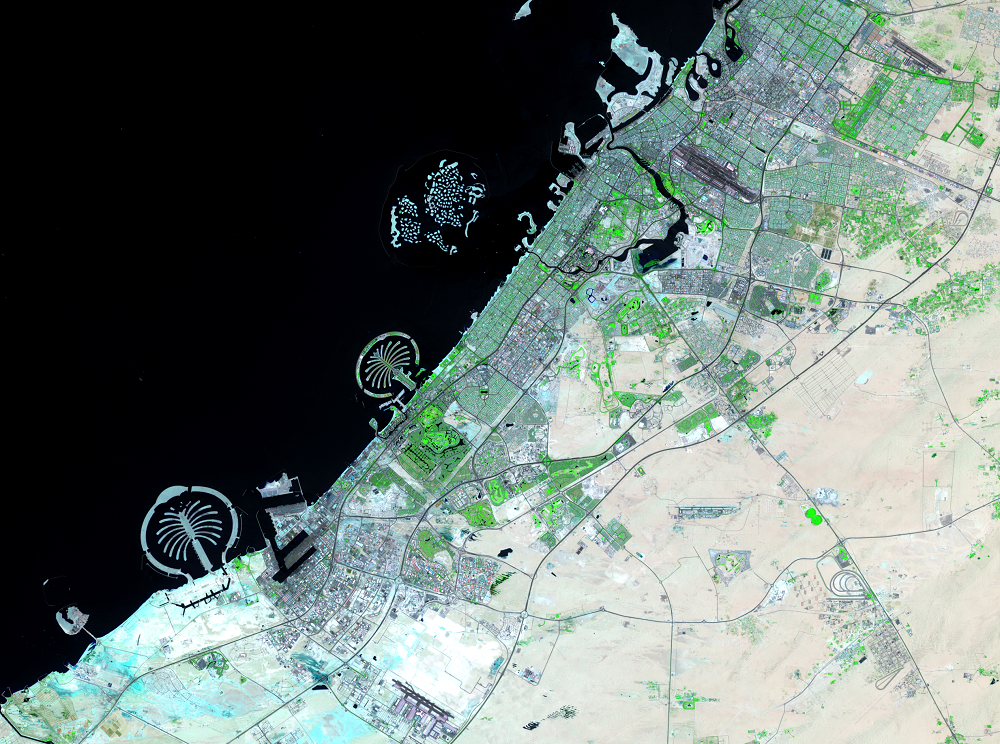 June 1, 2019, Landsat 8 (path/row 160/42,43) — Dubai, United Arab Emirates
