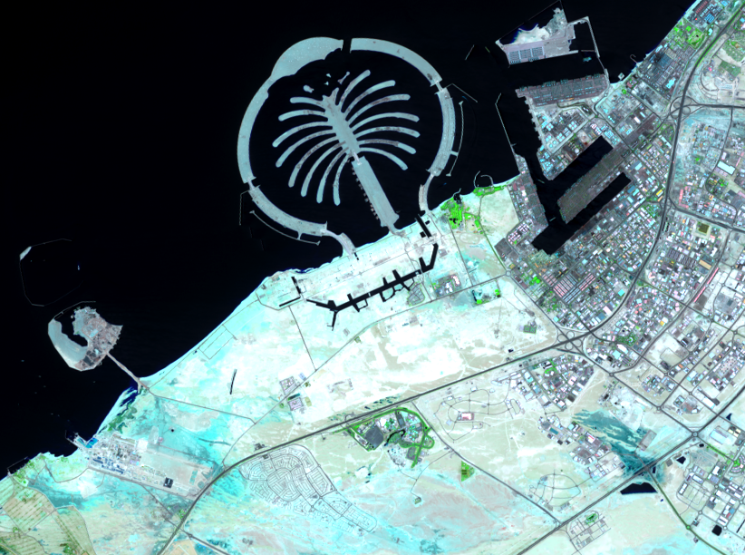 June 1, 2019, Landsat 8 (path/row 160/42,43) — Palm Jebel Ali, Dubai, United Arab Emirates