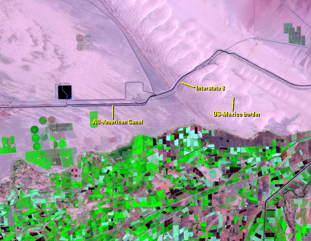 July 3, 2019, Landsat 8 (path/row 39/37) — All-American Canal, California, USA