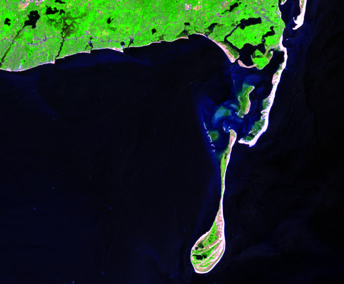 July 21, 2001, Landsat 7 (path/row 11/31) — Monomoy Island, Cape Cod, Massachusetts, USA