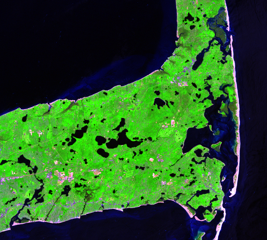 July 21, 2001, Landsat 7 (path/row 11/31) — North and South Beach Islands, Cape Cod, Massachusetts, USA