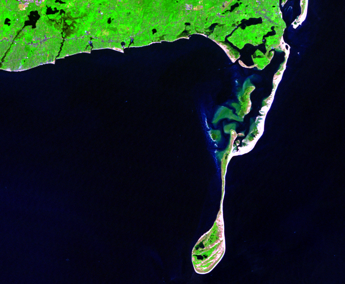 Aug. 15, 2007, Landsat 5 (path/row 11/31) — Monomoy Island, Cape Cod, Massachusetts, USA