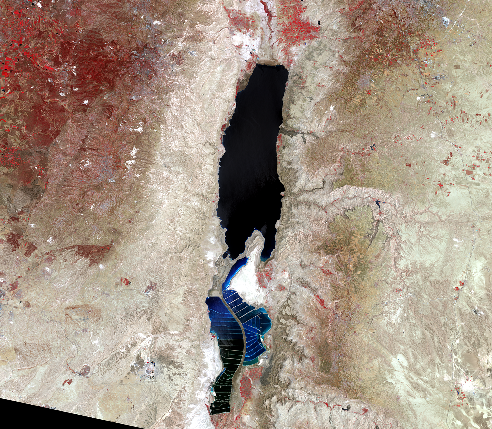 June 18, 2013, Landsat 8 (path/row 174/38) — Dead Sea