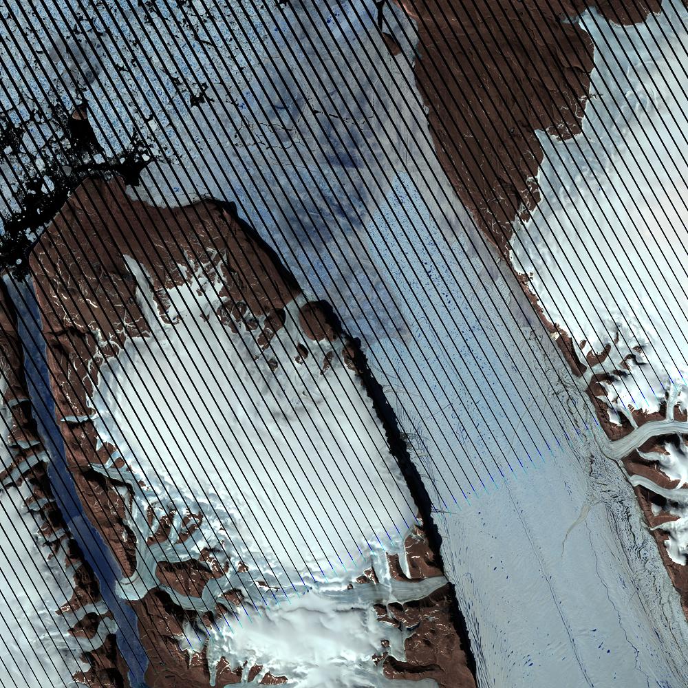 June 28, 2010, Landsat 7 (path/row 43/1) — 2010 calving event, Petermann Glacier, Greenland