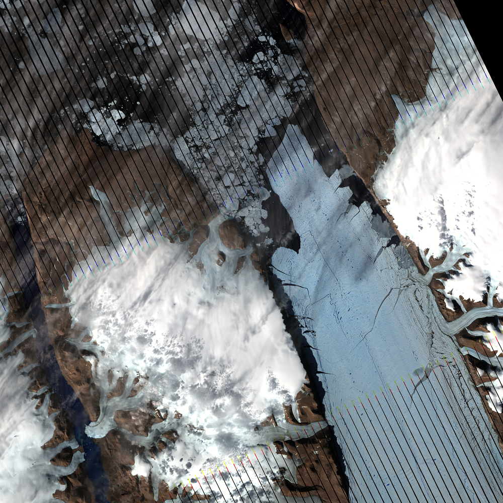 July 28, 2010, Landsat 7 (path/row 45/1) — 2010 calving event, Petermann Glacier, Greenland