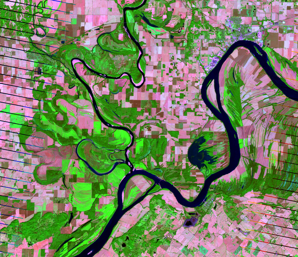 Oct. 13, 2015, Landsat 7 (path/row 22/34) — New cutoff on the Wabash River, USA