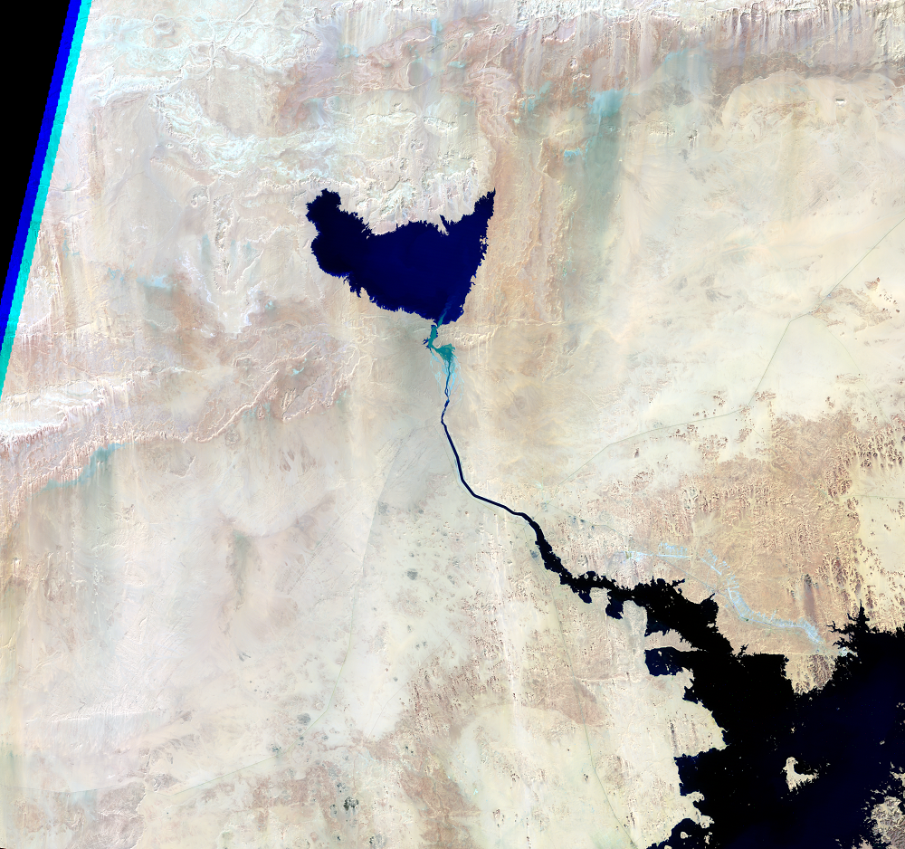 Oct. 22, 1998, Landsat 5 (path/row 175/44) — Formation of Toshka Lakes, Egypt