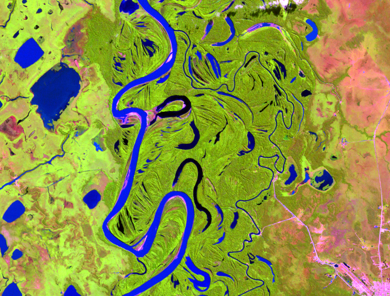 July 14, 1997, Landsat 5 (path/row 232/70) — Oxbow formation on the Mamoré River, Bolivia