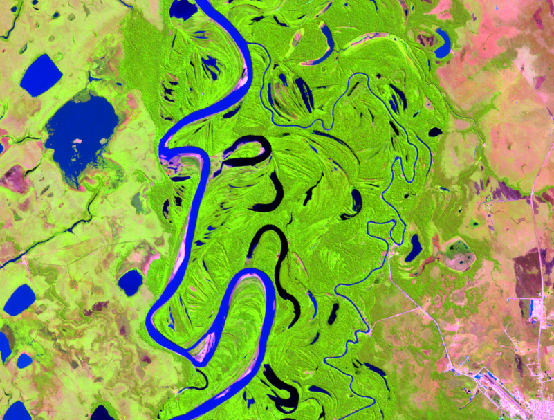 July 28, 1999, Landsat 5 (path/row 232/70) — Oxbow formation on the Mamoré River, Bolivia