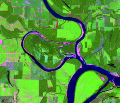 Aug. 23, 2020, Landsat 7 (path/row 22/34) — New cutoff on the Wabash River, USA
