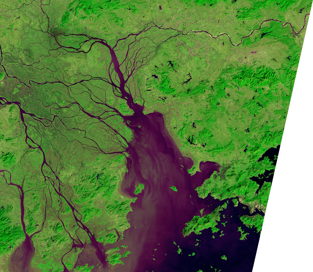 Dec. 25, 1973, Landsat 1 (path/row 131/44) — Pearl River Delta, China