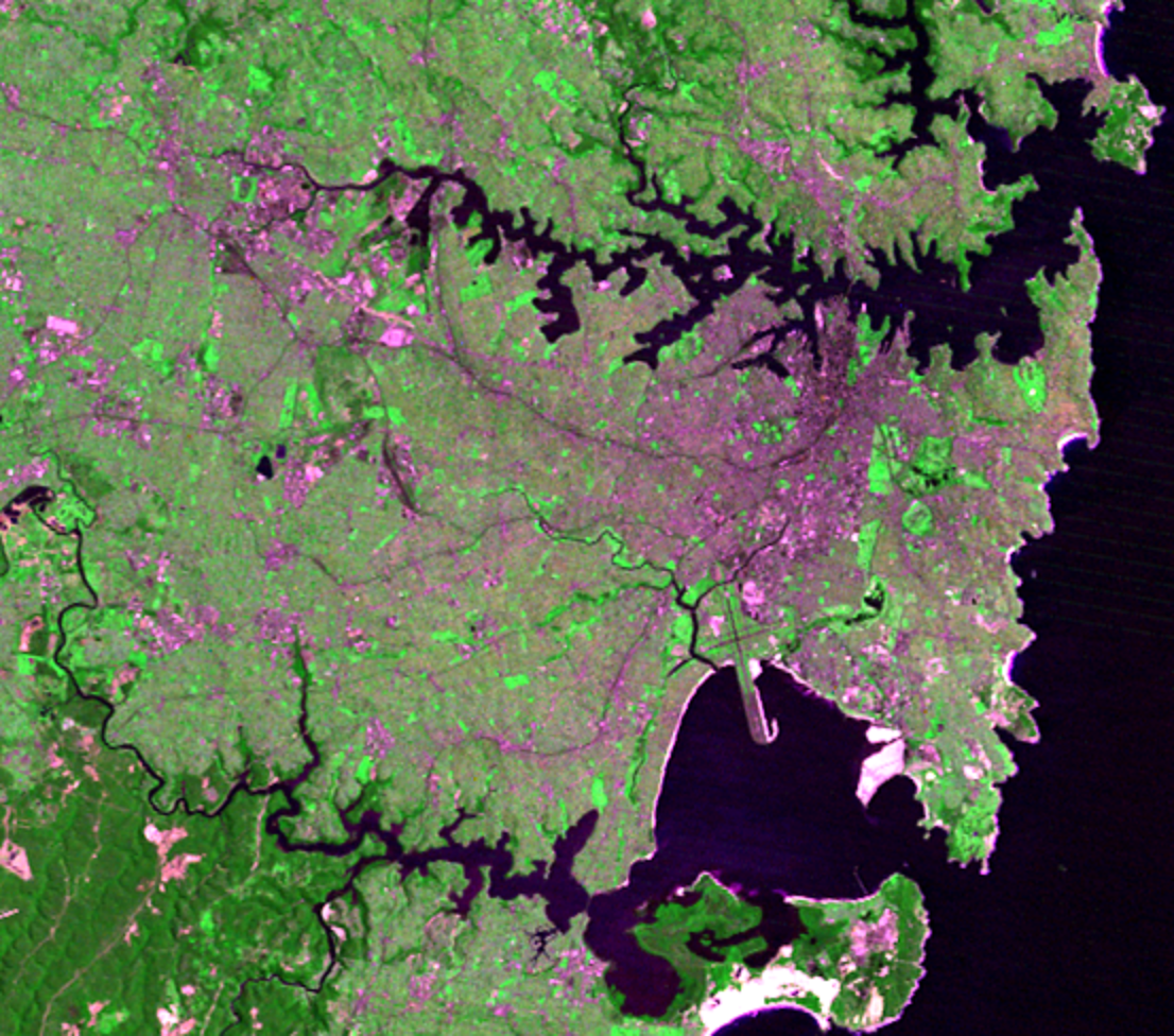 Oct. 12, 1975, Landsat 2 (path/row 95/84) — harbours of Sydney, Australia
