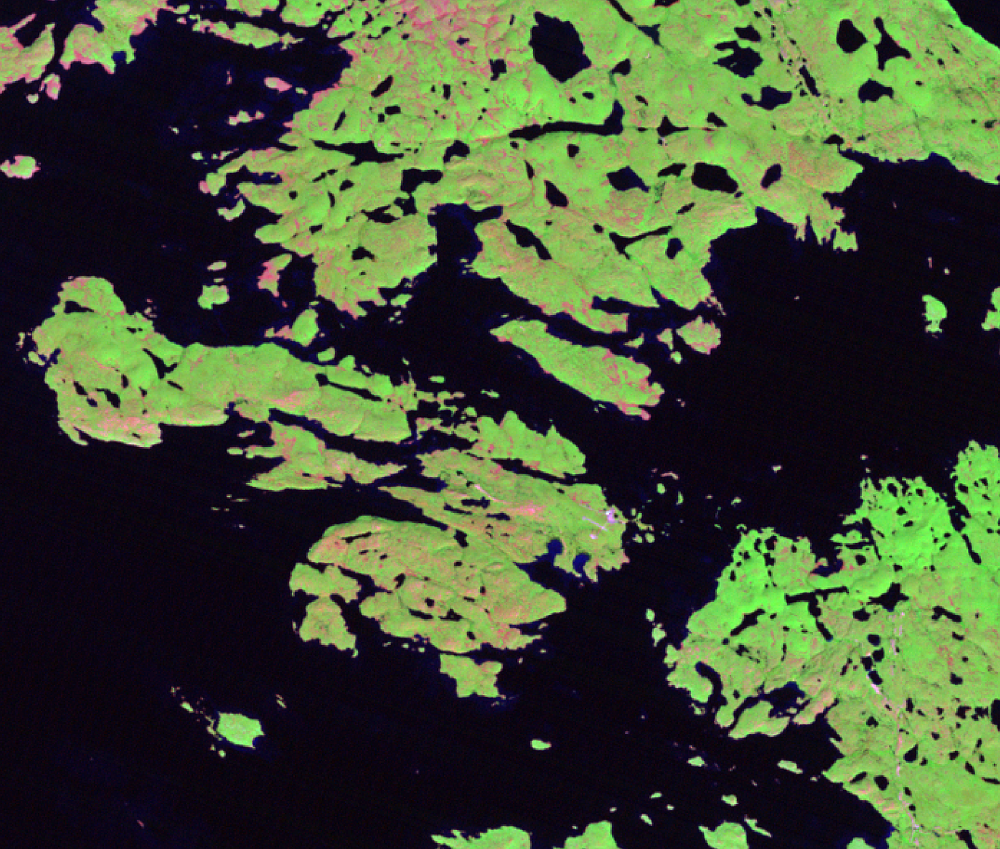 Aug. 17, 1997, Landsat 5 (path/row 45/15) — Diavik Diamond Mine, Northwest Territories, Canada