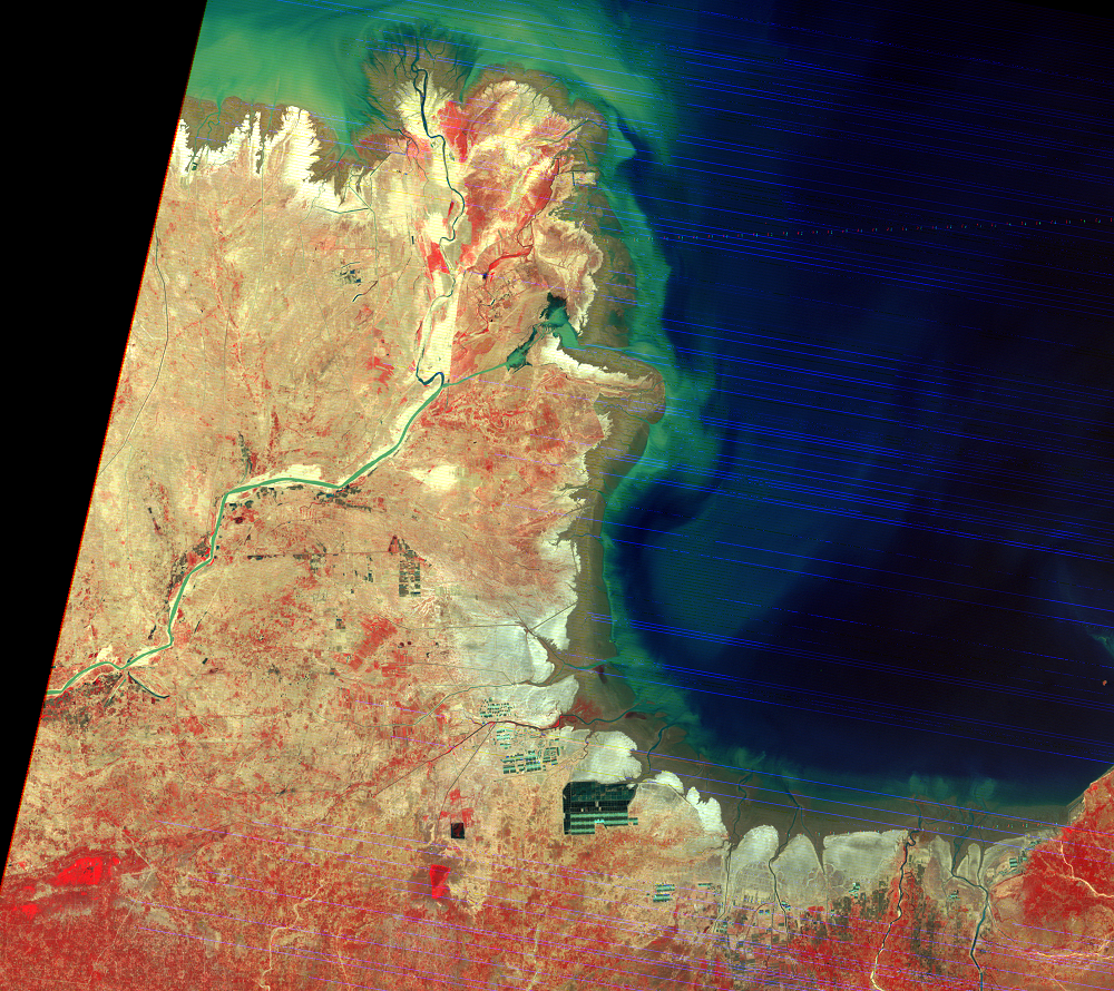 June 2, 1976, Landsat 2 (path/row 130/34) — Huang He Delta, China