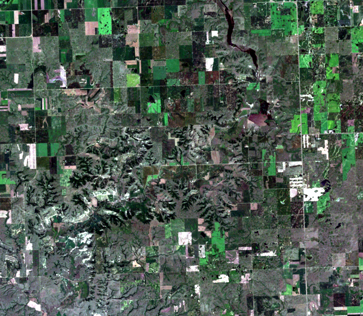 July 25, 2002, Landsat 7 (path/row 34/26) — Well pads, North Dakota, USA