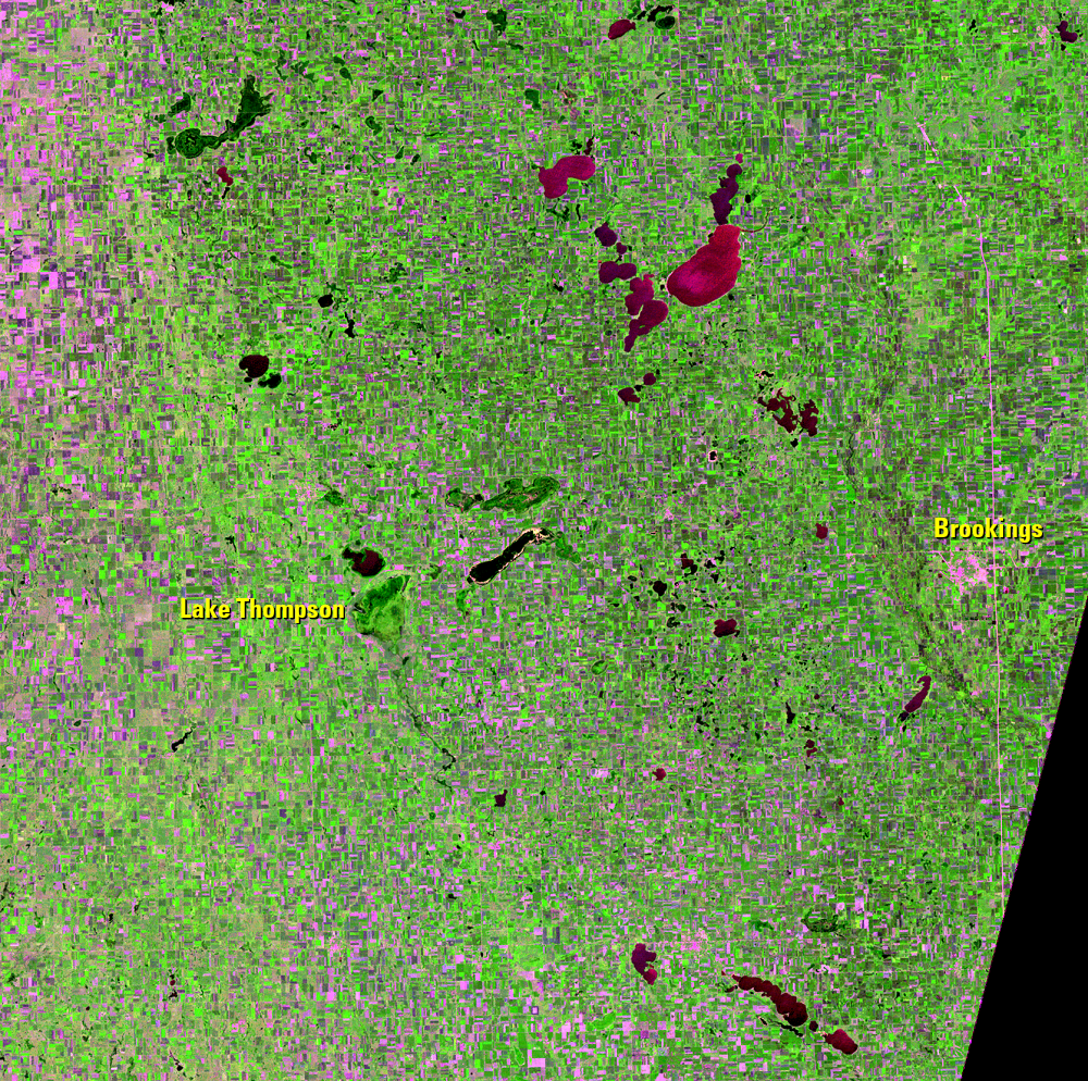 July 29, 1972, Landsat 1 (path/row 32/29) — Part of the Prairie Pothole Region, eastern South Dakota