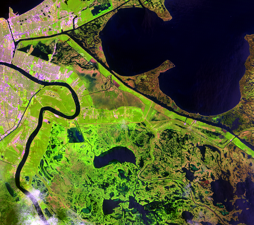 Aug. 22, 2005, Landsat 5 (path/row 22/39) — St. Bernard Parish, New Orleans, Louisiana, USA