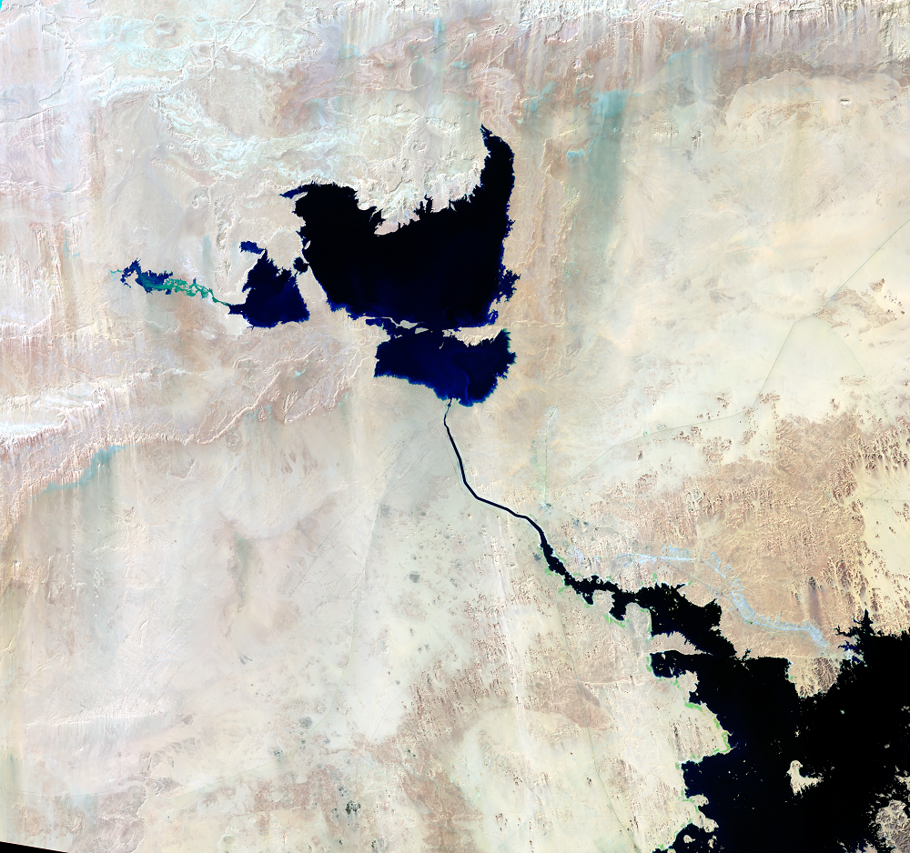Feb. 27, 1999, Landsat 5 (path/row 175/44) — Formation of Toshka Lakes, Egypt