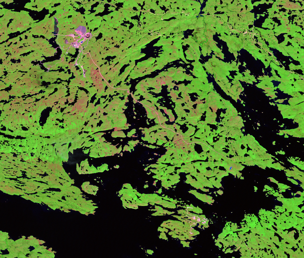 Aug. 1, 2000, Landsat 7 (path/row 45/15) — Diamond Mines, Northwest Territories, Canada